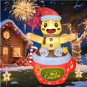 OILCUP 6.2 FT Christmas Gingerbread Inflatables Outdoor Decorations, Blow Up Gingerbread Man in Hot Cocoa Mug Candy Cane Yard Decor with Build-in LEDs for Indoor Outdoor Garden Party Lawn Xmas Decor
