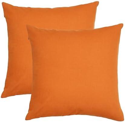 RELY+ Cotton Throw Pillow Covers 18x18 Inch Set of 2 Rust Decorative Zippered Cases for Couch Bedroom Sofa Farmhouse Living Room Decoration Gifts Outdoor & Indoor -(Covers Only)