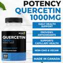 Renew Actives Quercetin 1000MG per 2 Capsules  Max Potency Natural Bioflavonoid for Antioxidant Protection  Neutralizes Free Radicals & Supports Blood Vessel Health  Made in Canada  60 Capsules