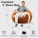 Sports Football Bean Bag Chair Giant Bean Bag Chairs for Adults and Kids Filled Plush Lounge Sofa Couch for Living Room, Gaming Room, Office Perfect for Football Party Decor 44 Inch