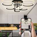 Modern LED Ceiling Light 7 Rings Dimmable Fixtures with Remote Black Close to Ceiling Light 31.8" 130W 3000K-6500K Flush Mount Ceiling Lamp for Living Room,Bedroom,Kitchen
