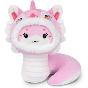 Pink Snake Stuffed Animals Plushie Doll Toys,Snake Plush with Lion Dance Design,Pink Stuffed Animals Plushie,Gifts for Birthday Halloween Christmas,Kids Party Favors