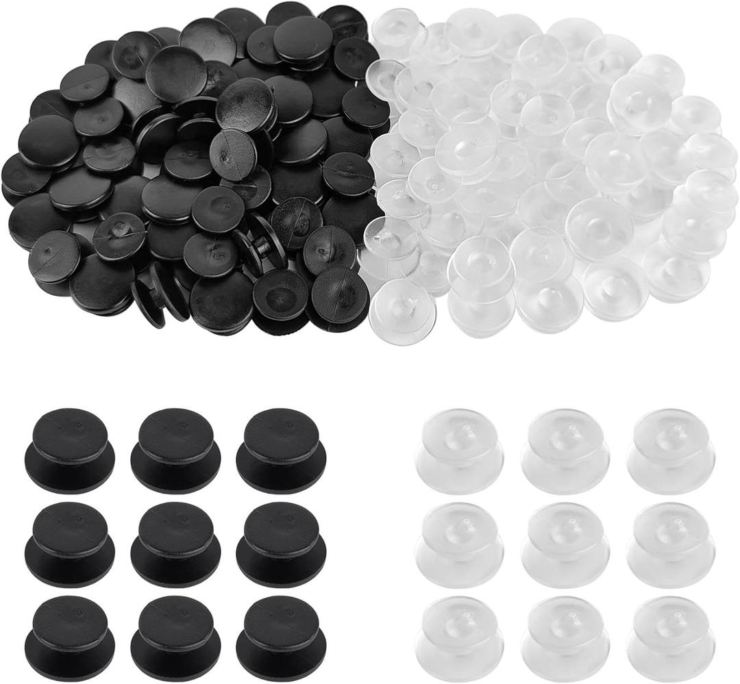 100 Pcs Buckle Plastic Button, 0.45 Inch Clear Black Plastic Buttons for DIY Shoe Back Decoration Shoe Decoration Accessories Wristband Charms DIY