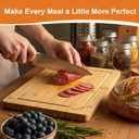 Bamboo Cutting Board Set with Stand - Small Cutting Boards for Kitchen & 316 Stainless Steel Defrosting Tray, 3-Piece Prep Station with Juice Grooves, Sturdy Heat Resistant Trivet for Hot Pans