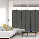 MAYOLIAH 6 Panel Folding Privacy Screen 9ft Wide, 6ft Tall Partition Room Divider Portable Office Walls Dividers Room Separator, Grey