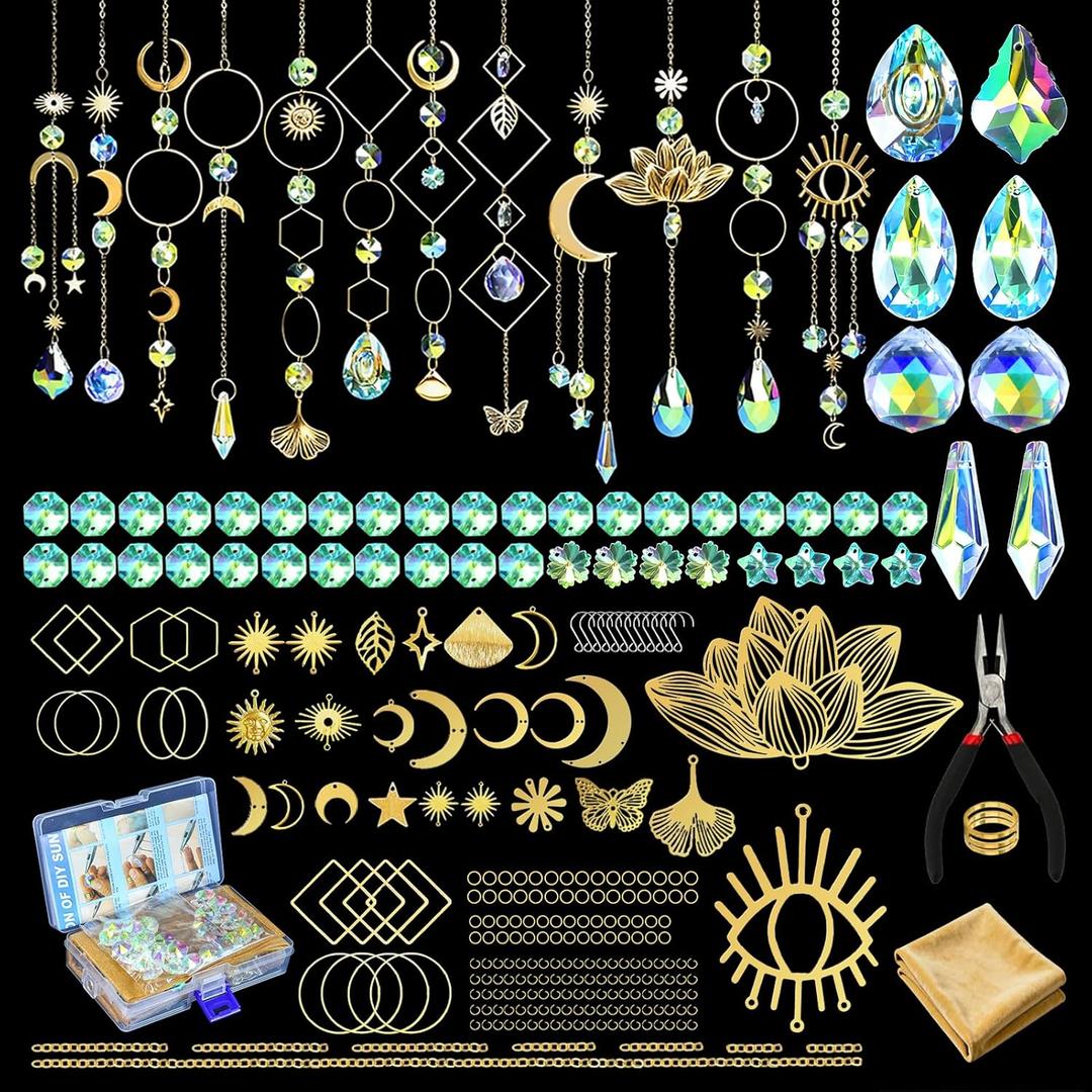 Beanewone DIY Suncatchers, 300pcs Sun Catchers Making Supplies Kit Art and Crafts for Indoor Window Home Wedding Garden Christmas Decor