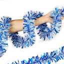 50FT Christmas Tinsel Garland, Xmas Metallic Tinsel Twist Hanging Garland for Christmas Tree Indoor and Outdoor Holiday Party Decoration (Blue)
