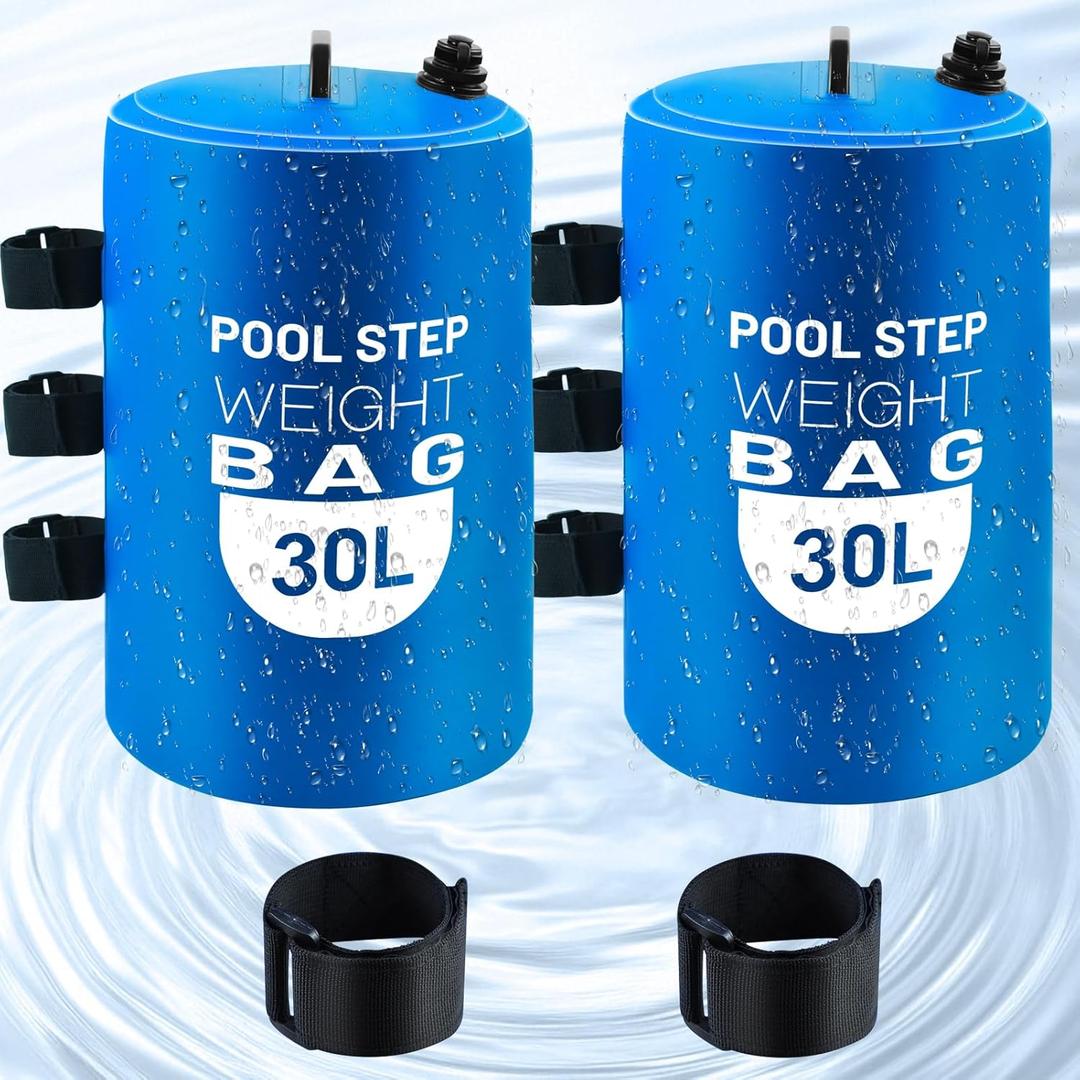 Pool Ladder Weights 30L Universal Large Pool Step Weights Sand Bag Waterproof 500D PVC Swimming Pool Weights for Above Ground and Inside Pool with Nylon Handle (Blue, 30L)