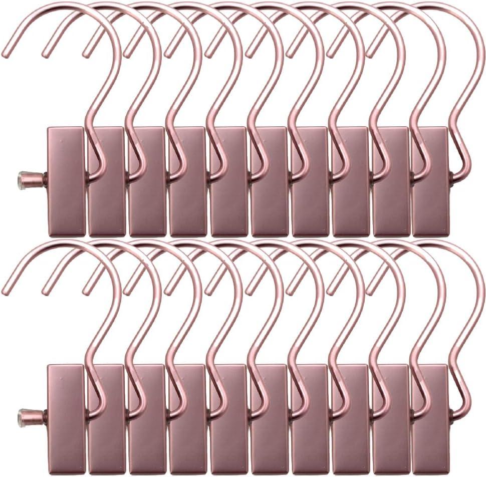 Boot Hangers Clips Hanging Laundry Hooks Clothes Pins Hanger with Clip, Portable Rose Golden Home Travel Hangers for Socks Towels Shoes Clamps,Heavy Duty Closet Hanger Organizer (20 Pack)