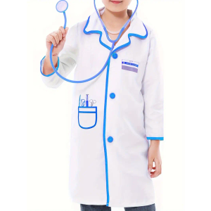 Doctor Costume for Kids, Toddler Doctor Coat with Stethoscope, Kids Lab Coat Career Day Costume for Boys Girls, L, Set of 2