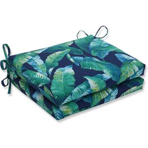 Pillow Perfect Outdoor/Indoor Hanalai Square Corner Seat Cushions, 16" x 18.5", Blue Hanalei Lagoon 2 Count