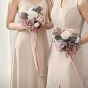 Ling's moment Wedding Artificial Flowers Package, Bridal Bouquet, Bridesmaid Bouquets, Boutonniere for Men, Rose Petals.Dusty Rose Muave