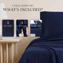 Linen Closet Organic 100% Cotton Queen Sheet 4 Pcs Set, 18 Deep Pocket, Navy | Lightweight, Eco-Friendly Cotton, Percale Softness, Durable & Breathable, Naturally Cooling | All Season Comfort