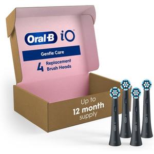 Oral-B iO Series Gentle Care Electric Toothbrush Replacement Brush Heads for an Oral-B Electric Toothbrush, 4 Count, Black
