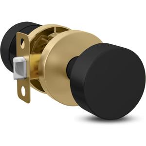 Mega Handles Buena Passage Door Knobs - 1 Pack Reversible Interior Door Knobs, Heavy Duty Passage Gold Door Knob for Closet & Hallway, No Lock, Fits All Standard Door Sizes - Satin Brass