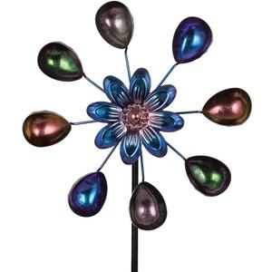 DREAMYSOUL Wind Spinners Outdoor, 10" Dia Colorful Metal Pinwheels for Yard and Garden, Kinetic Wind Sculptures & Spinner Outside (Purple Flowers)