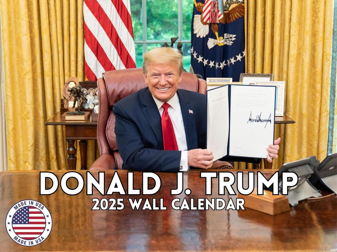 2025 Donald J Trump Wall Calendar | MAGA Presidential 12-Month Wall Calendar | Made in the USA Trump Calendar 2025 | Holiday Gift | 12" x 18" Opened