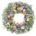 Caracaleap Spring Flower Door Wreath, Berry's, Flowers, and leaves
