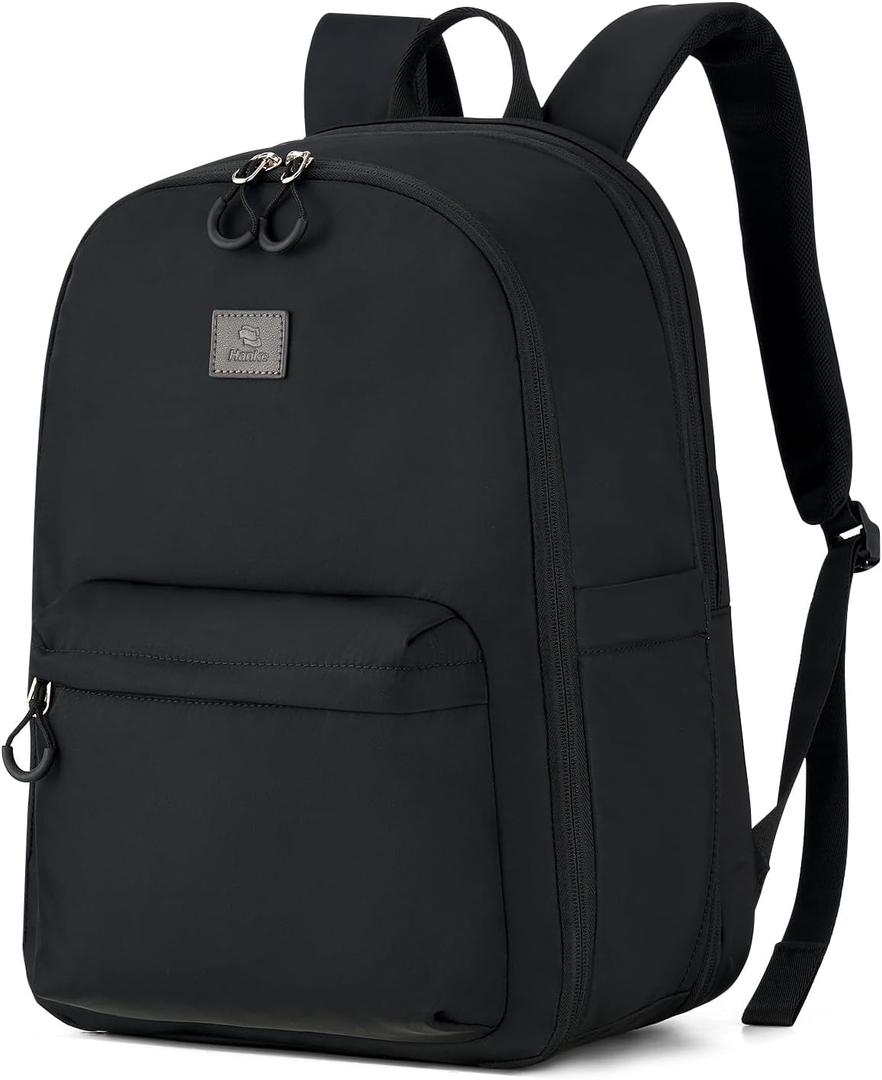 Hanke 18 Inch Expandable Travel Backpack for Women, Personal Item Backpack Work Backpack Woman Men Casual Daypack Backpacks Carry On Bag Backpacks for Airline Approved(Black)