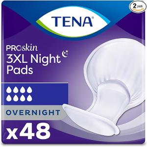TENA ProSkin 3XL Overnight Incontinence Pads for Women and Men, 48 Count