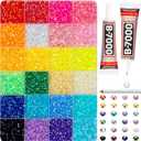 16000Pcs 3mm Rhinestones for Bedazzling, Bedazzler Kit with Rhinestones and Tools, Flatback Resin Jelly AB Colorful Rainbow Crystals Gems Set with Glue for Nail Art Crafting Clothes Crafts