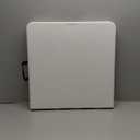 Folding Table 4 Foot Portable Heavy Duty Plastic Fold-in-Half Utility Table Small Indoor Outdoor Adjustable Height Folding with Carrying Handle, Camping and Party,White | Portable, Heavy Duty, Fold-in-Half, Indoor Outdoor, Adjustable Height, Folding