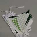 32Ft Green Party Decorations Green Buffalo Plaid Checkered White Triangle Flag Gingham Pennant Bunting Fabric Garland for Wedding Birthday Picnic BBQ Outdoor Golf Party Dinosaur Arbor Day Decorations