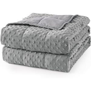 Mr. Sandman Weighted Blanket for Adults Queen, Minky Dots Heavy Blanket for Woman, Man Sleeping/Calm, Soft, Cozy and Cooling Weighted Throw Blankets, Machine Washable, 80 x 87in, 15 Pounds, Grey