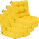 QILLOWAY Outdoor Chair Cushion for Patio Furniture, Waterproof Patio Cushions Set of 4 with Ties, Fade Resistant Replacement Pads for Outdoor Rocking Chairs,Yellow