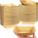 Oomcu 150 Pack 1/2 lb Disposable Kraft Brown Paper Food Boats Hot Dog Trays Bulk -Small Recyclable Serving Boats for Party Snacks, French Fries,Nachos, Tacos, BBQ,Take Out Food,Mini Pancakes Supplies