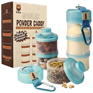 Formula Container to Go Baby Essentials, Stackable Formula Dispenser for Night Feedings, Snacks and More 2 Pack, by KiKo (Blue)