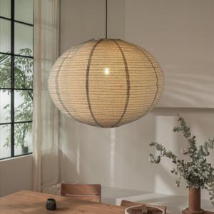 METHEDEECO Plug in Linen Pendant Light, 20 Inch Hanging Lantern Lamp with 18 FT Cord, E26 Socket, Japanese Wabi-Sabi Handmade Fabric Shade for Bedroom Living Room Dining Room, Bulb Not Included