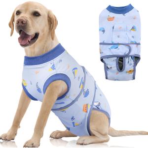 FUAMEY Recovery Suit for Dogs After Surgery,Soft Breathable Dog Bodysuit E-Collar & Cone Alternative Surgical Suit,Male Female Dog Neuter Spay Suits Anti Licking Wounds Onesie Blue Boat XL