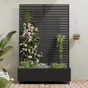 Casaphoria Metal Raised Garden Bed with Trellis and Wheels, 72"x47"x16" Planter Box for Climbing Plants, Vegetables & Vines, Features Drainage Holes and Privacy Screen (Black-Louver)