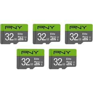 PNY Elite Dash Camera Class 10 U1 V10 microSDHC Flash Memory Card - up to 100MB/s Read Speed, Full HD Photo & Video, Ideal for Dash Cams, Compatible with DSLR Cameras, HD Video Cameras, 5-Pack