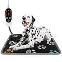 furrybaby Pet Heating Pad, Waterproof Dog Heating Pad Mat for Cat with 5 Level Timer and Temperature, Durable Anti-Bite Tube Indoor for Puppy Dog Cat (Black Paw, 24" X 16")