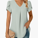 Anyally Women's Plus Size Summer Tunic Tops Dressy Casual Chiffon Blouses Short Sleeve T-Shirts for Leggings 3XL