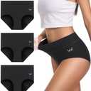 RUIXUE Period Underwear For Women Heavy Flow, Leakproof Panties High Waisted Cotton Postpartum Teens Hipster Briefs 3 Pack M