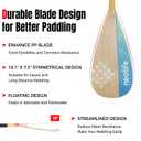 WONITAGO SUP Paddleboard Paddle with Carbon Fiber Shaft and PP Blade, Floating Adjustable Stand Up Paddle Board Paddle, 170-210 cm/ 68-84 Inches, Bamboo & Wave Green Pattern