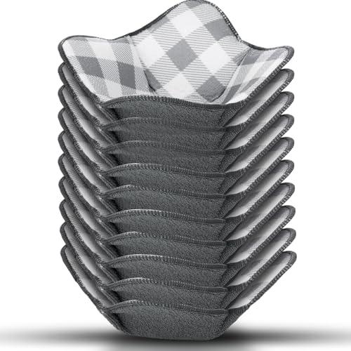 Geiserailie 10 Pcs Hot Bowl Holder Microwave Safe Bowl Cozy Multipurpose Heat Proof Plate Holder to Prevent Hand from Heat and Maintain Food Warm(Grey)