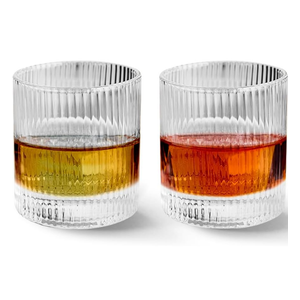Vintage Straight Line Highball Cocktail Drinking Glasses and Tumblers 10oz, 12oz (10 oz, Set of 4)
