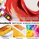 AnyMark Metallic Acrylic Paint, 48 Colors with 12 Brushes, 2 fl oz/60ml Bottles, Glitter Acrylic Paint Set for Kids Adults Canvas, Rock, Wood