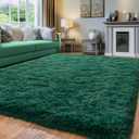 Green Fluffy Rug for Bedroom 8x10 ft Large - Ultra Soft & Non Slip Shaggy Area Rug, Comfy Durable Carpet for Living Room Kids Room Teens Dorm Home Decor, 1.7'' Thick Indoor Plush Carpets