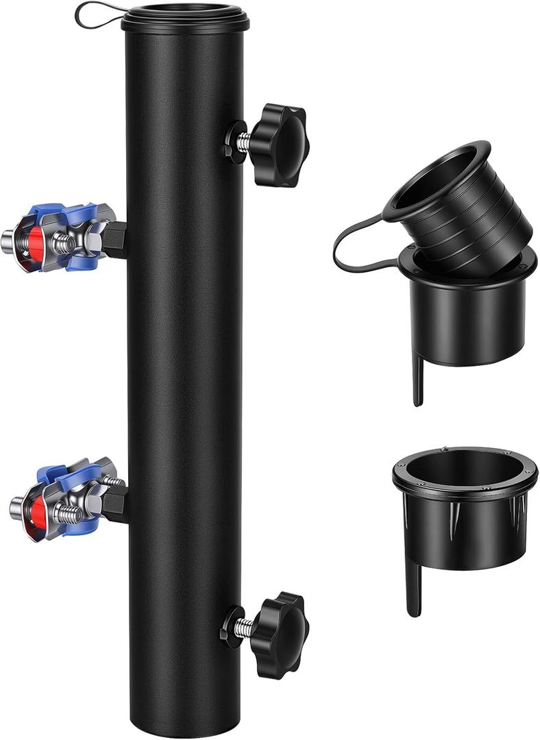Lalafancy Heavy Duty Fishing Rod Holder for Beach Wagon, Umbrella Holder Clip on Mount to Wagon, Cart, Chair for Fishing, Beach, Camping, Ball Park, Fits 1.3" to 1.5" Outdoor Umbrella Poles