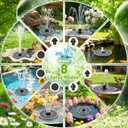 Solar Fountain with 3 Spray Height, Works in Shade, 3.5W Glass Solar Bird Bath Fountains with 2000mAh Battery and 4 Rotating Rods, 7 Nozzles, Outdoor Water Fountain Pump for Garden, Pool, Pond