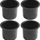 SEETOOOGAMES Jumbo Aluminum Drop-in Poker Table Cup Holder Insert (4pcs Black)