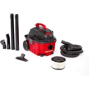CRAFTSMAN CMXEVBE17040 4 Gallon 5.0 Peak HP Wet Dry Vac, Portable Shop Vacuum Wet and Dry with Filter, Hose and Attachments for Home and Automotive Cleaning