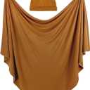 iEvolve Cotton Knitted Baby Swaddle Blanket with Hat Headband Set Newborn Swaddle Wrap Receiving Blankets for Baby Girl Boy 35" x 35"(Ginger)