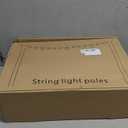 6 Pack 10 ft Heavy Duty Metal String Light Poles Adjustable Outdoor Lighting Stand for Patio,Backyard,Garden,Party & Wedding Rustproof & Sturdy with Hooks