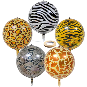 Big 22 Inch Animal Balloons Pack of 25 Round Aluminum Foil Balloons Tiger Giraffe Zebra Snake Cheetah Print Balloons Jungle Safari Zoo Theme Decorations Birthday Party Decorations Big 22 Inch Animal Balloons Pack of 25 Round Aluminum Foil Balloons Tiger Giraffe Zebra Snake Cheetah Print Balloons Jungle Safari Zoo Theme Decorations Birthday Party Decorations